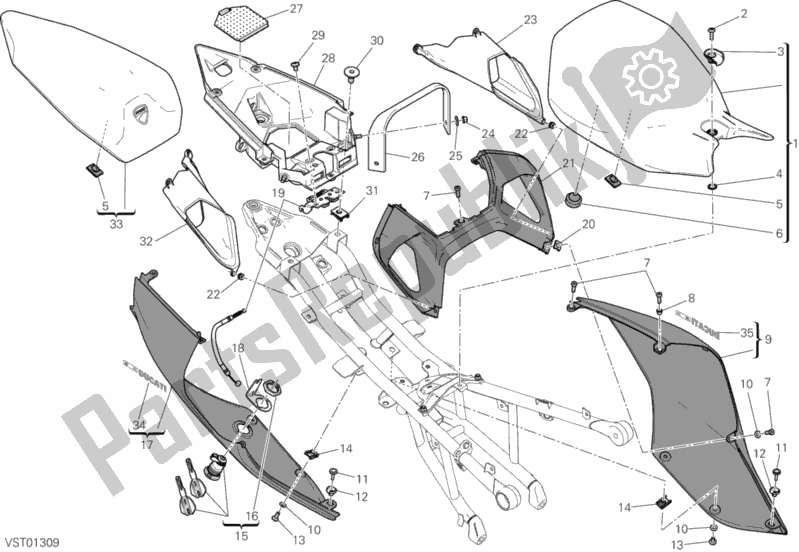 Todas as partes de Assento do Ducati Superbike 899 Panigale ABS 2014